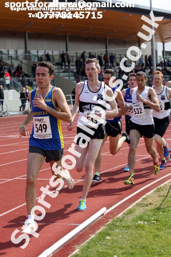 Senior mens 1500 metres, 2019 North Eastern Track and Field Champs., Middlesbrough. Photo:  David T. Hewitson/Sports for All Pics